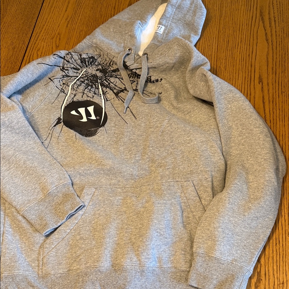 Gray Warrior Hockey Hoodie with Graphic Design